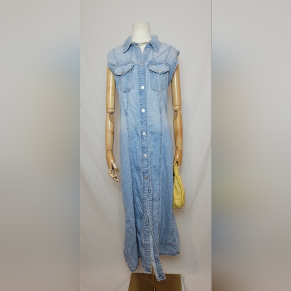 Zara Dresses & Skirts - Zara Womans Denim Maxi Dress Sleeveless, Size Medium